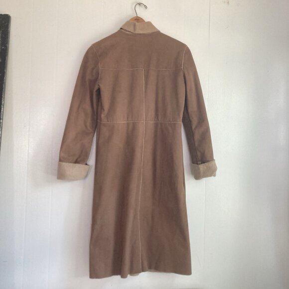 VTG Suede Leather Coat Equestrian Long Jacket MIDI Western Boho Hippie Fits 38” - Picture 5 of 16